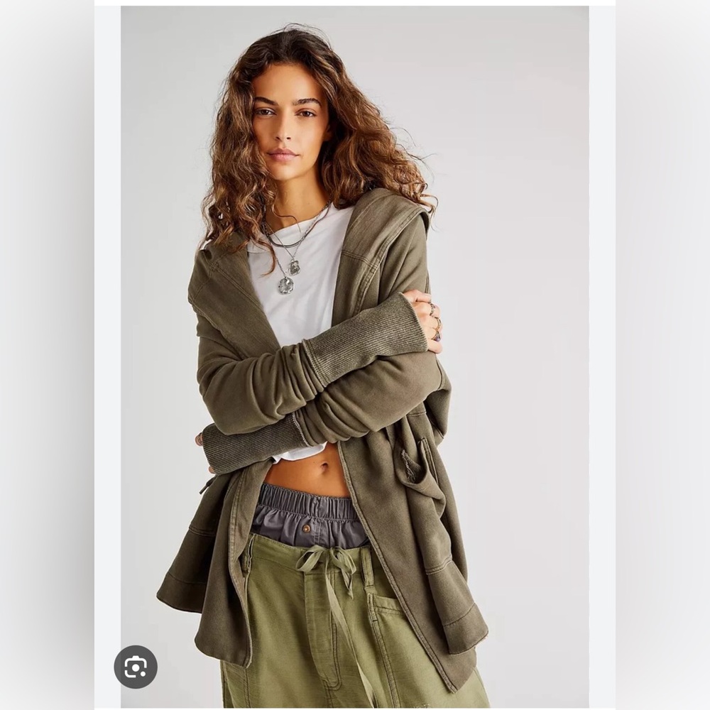Free People Army Green Brentwood Cardigan